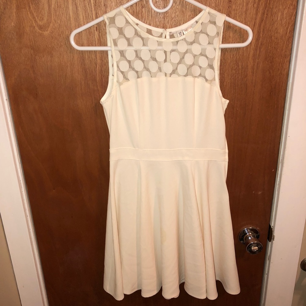 Cream Mesh Upper Skater Dress